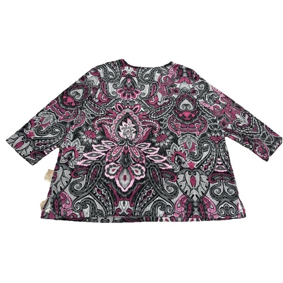 Alfred Dunner Women's Pink Paisley Embellished Top Sz 2X Artsy Glam Smart Casual - Picture 4 of 4